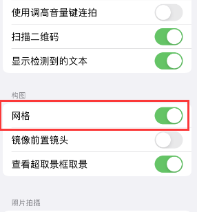 周村苹果手机维修网点分享iPhone如何开启九宫格构图功能