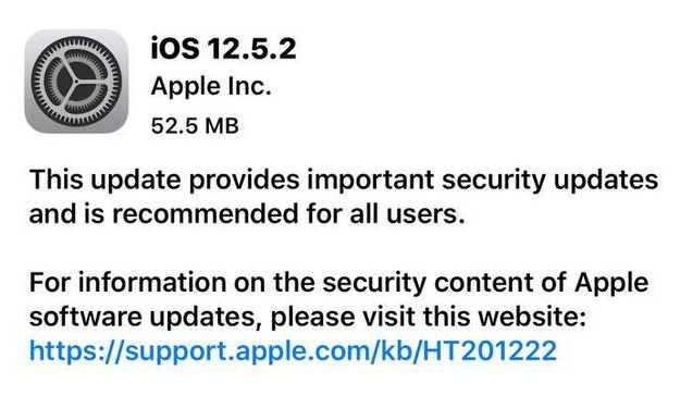 周村苹果手机维修分享iOS12.5.2发布，建议所有老苹果用户安装 